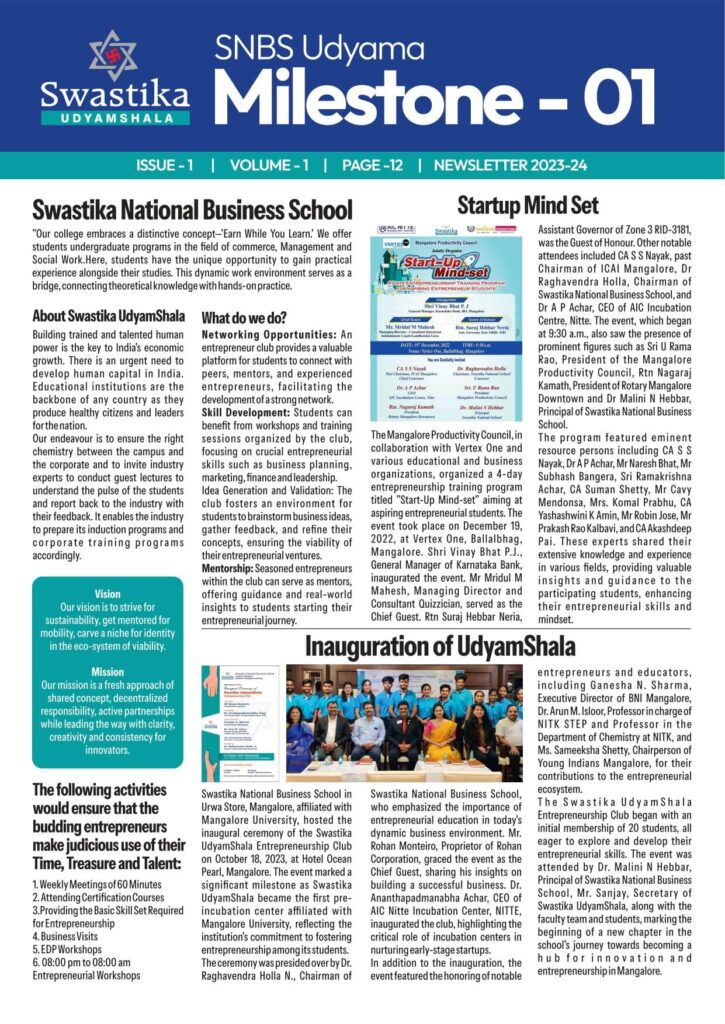 Udyamshala Newsletter